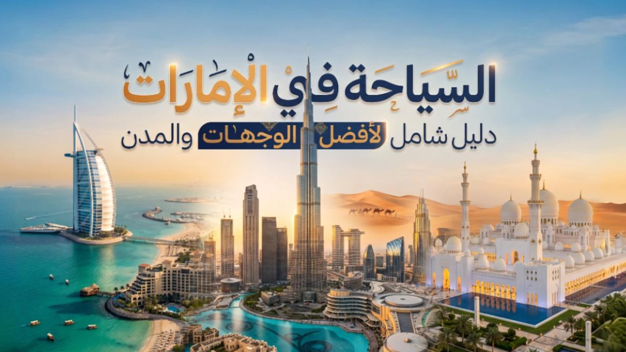 دليل شامل يستعرض أبرز وجهات السياحة في دولة الإمارات العربية المتحدة، من دبي وأبو ظبي إلى الشارقة ورأس الخيمة والفجيرة وعجمان وأم القيوين، مع أهم المعالم في كل إمارة ونصائح عملية لتخطيط الرحلة.