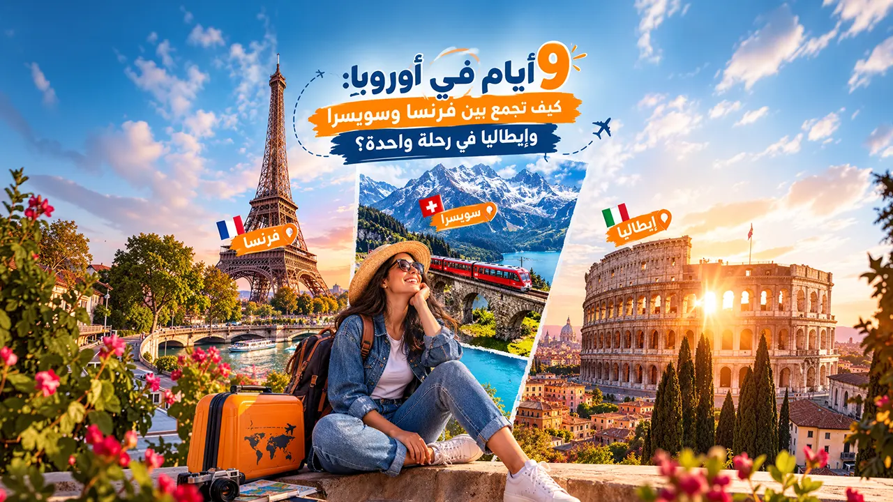 دليل عملي لتخطيط رحلة أوروبية تجمع فرنسا وسويسرا وإيطاليا، في مسار متوازن وتجارب متنوعة دون استعجال.